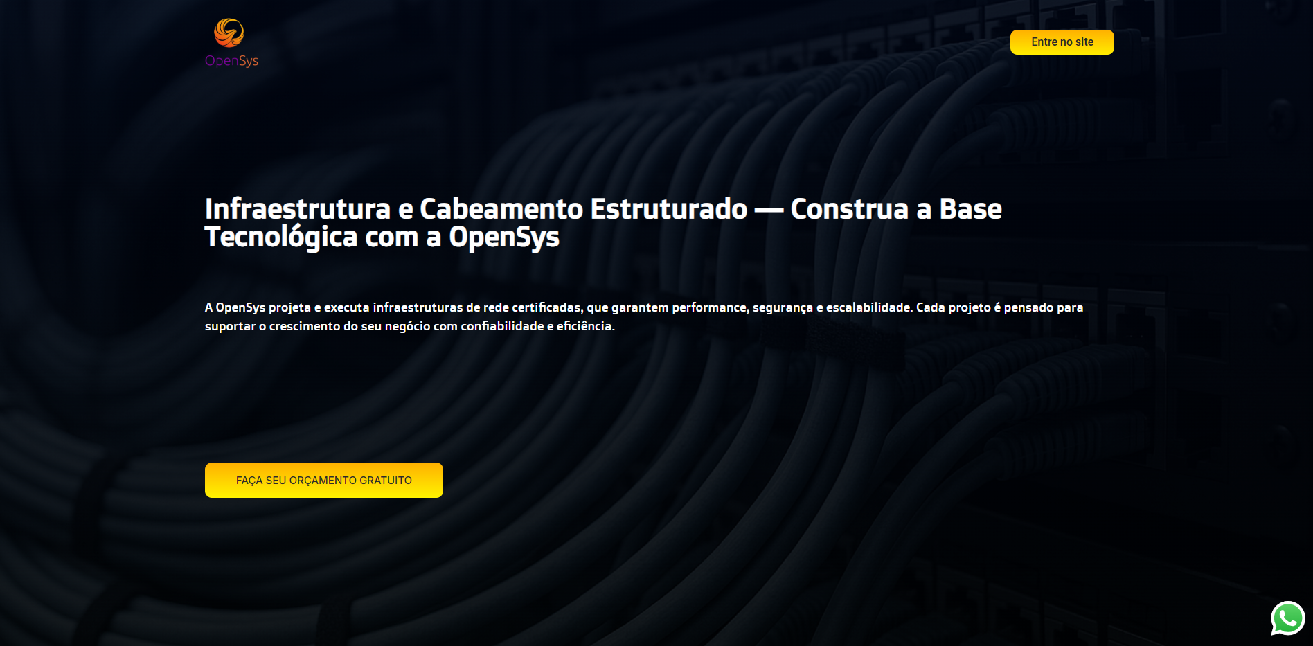 OpenSys Infraestrutura — Site para cabeamento estruturado e redes corporativas desenvolvido pela Finish Web